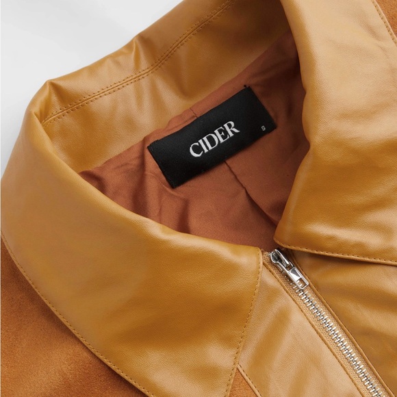 NEW WITH TAGS CIDER SUEDE ZIP UP COLLARED CROPPED RETRO JACKET SIZE LARGE - Picture 6 of 10